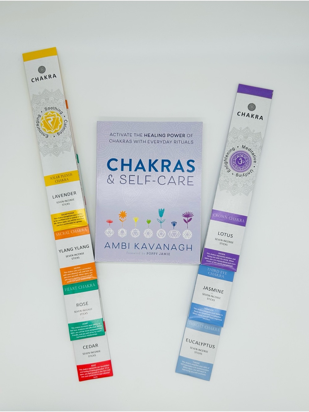 Chakras & Self-Care Book with a Seven Chakras Incense Bundle NEW